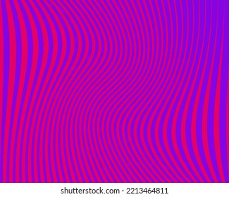 Wellendesign mit wirbelnden Linien. Helle Neonfarbe, violett und rosa. Digitales Bild mit psychedelischen Streifen. Vektorgrafik  