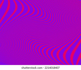 Wave design with swirl lines. Bright neon colour purple and pink. Digital image with a psychedelic stripes. Vector illustration  