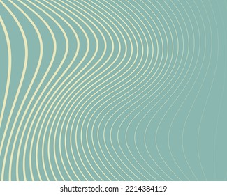 Diseño ondulado con líneas giratorias. Color amarillo pálido y menta. Estilo retro vintage. Imagen digital con franjas psicodélicas. Ilustración del vector  