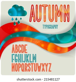 Wave design template with modern autumn font