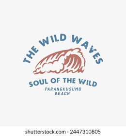Wave design template for surf club, surf shop, surf merch. 
