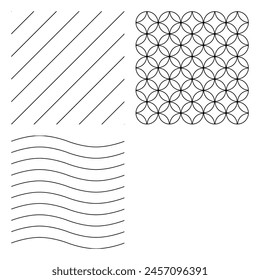 Wave Diagonal Circles Set Geometric Minimalist Line Continuous Seamless Pattern Transparent Background Vector EPS PNG Clip Art