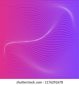 Wave distorted texture of color gradation. Abstract dynamical rippled surface. Vector stripe deformation background.
