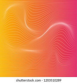 Wave distorted texture of color gradation. Abstract dynamical rippled surface. Vector stripe deformation background.