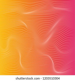 Wave distorted texture of color gradation. Abstract dynamical rippled surface. Vector stripe deformation background.