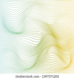 Wave distorted texture of color gradation. Abstract dynamical rippled surface. Vector stripe deformation background.