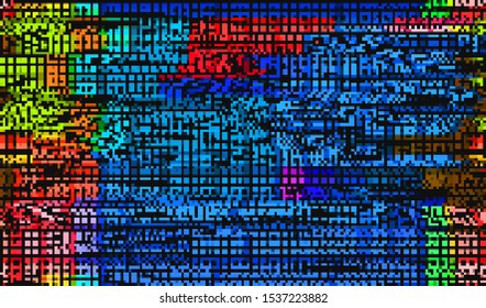 Wave distortion of an online television broadcast with an unstable data stream. Broken video picture of the VHS player. Digital pixel noise. Vector illustration.