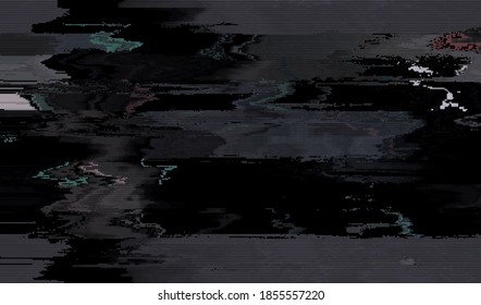 Wave distortion of television broadcast. Corrupted broken video signal. Abstract glitch texture background. Vector illustration.