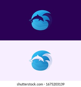 Wave Dolphin Premium logo Vector