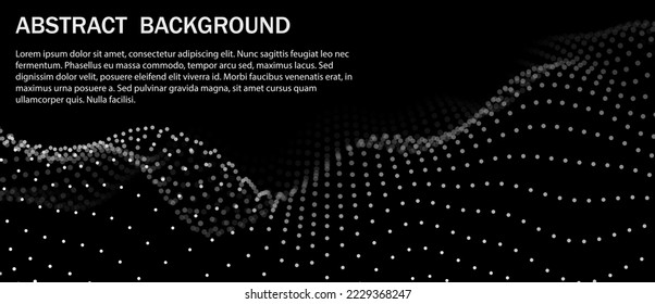 Wave of dots. Gradient wavy background. Abstract cyber backdrop of points. 3d vector illustration.