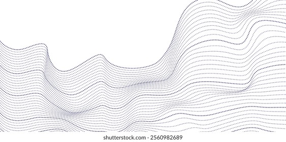 wave dots halftone lines dynamic smooth flowing gradient black white isolated on transparent background concept of technology, digital, communication, science, music vector illustration