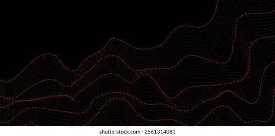 wave dots halftone lines dynamic smooth flowing gradient black white isolated on transparent background concept of technology, digital, communication, science, music vector illustration