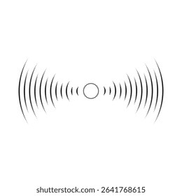 Wave dotted circle radar icon. Circle connection, sonar sound waves icon