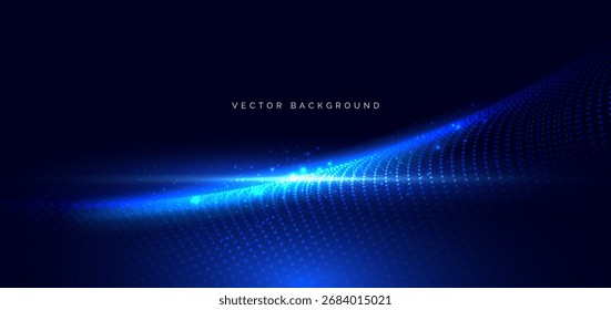 Wave dotted digital glowing on dark background. Futuristic technology data communication science concept. Vector illustration