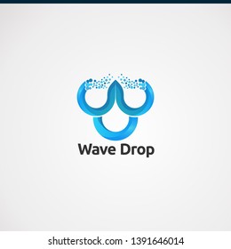wave drop with digital concept logo vector, icon, element, and template for business