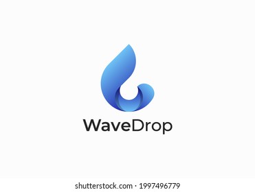 wave Drop of water 3d vector logo design template. Clean water, filtration.
