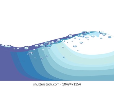 A wave with drops of water. Vector.