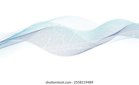 Wave dynamic lines. Blue-violet abstract lines. Wave line art.Design element. Elegant pleated background design	