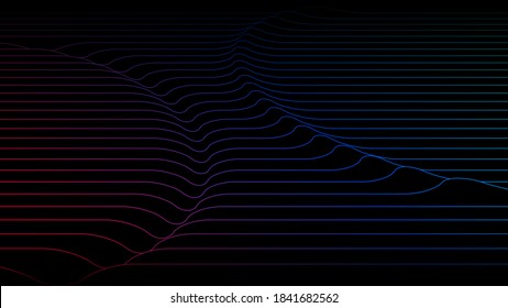 Wave dynamic rhythm striped line abstract vector dark background