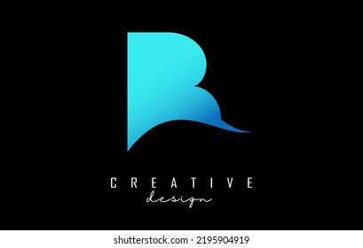 Wave effect blue letter B logo with leading lines. Letter with geometric and waves design.Vector Illustration with letter and creative cuts.