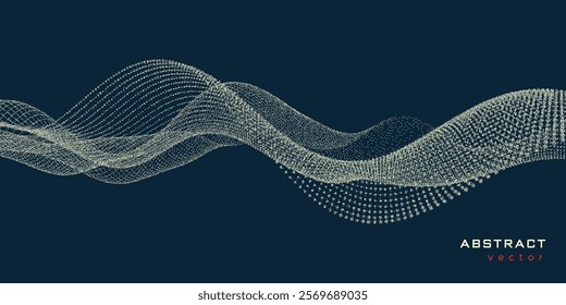 Wave effect of particles.Technological background. Abstract wave .Vector illustration.