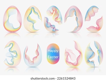 Wave effect set, Easter egg shape. Vector illustration. For use in graphics or product components.