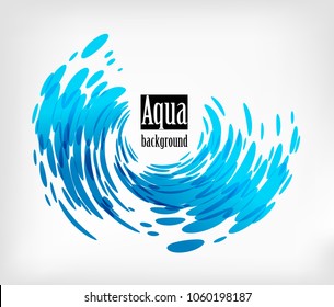 Wave element on white background, splash water, frame shape