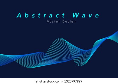Wave elements are used for design in technology form on a blue background.