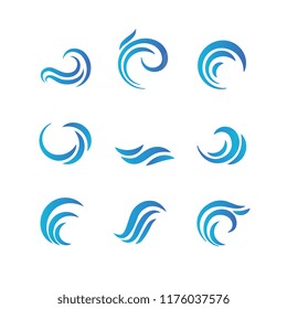 Wave emblems. Ocean water abstract vector isolated logos and symbols. Illustration of surf aqua swirl isolated, flowing storm ripple