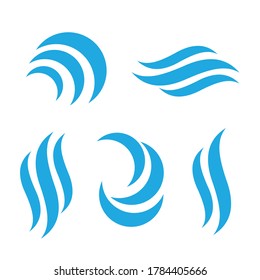 Wave emblems. Ocean water abstract vector isolated logos and symbols. Illustration of surf aqua swirl isolated, flowing storm ripple