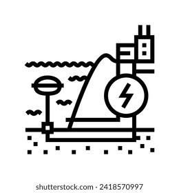 wave energy farm tidal power line icon vector. wave energy farm tidal power sign. isolated contour symbol black illustration