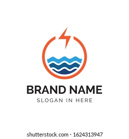 wave energy power icon vector illustration logo design
