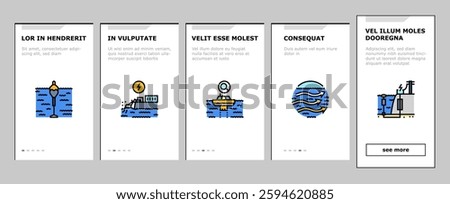 wave energy power tidal onboarding mobile vector sea plant, hydro electric, tide generation, station water turbine, lake electricity wave energy power tidal illustrations