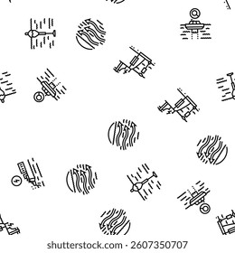 wave energy power tidal vector seamless pattern thin line illustration