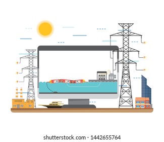 wave energy in screen monitor with transmission line in simple graphic