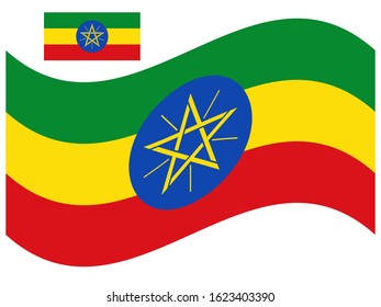 Wave Ethiopia Flag Vector illustration eps 10.