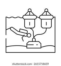 wave farm installation tidal line icon vector. wave farm installation tidal sign. isolated contour symbol black illustration