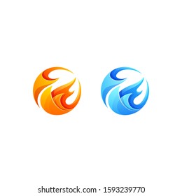 wave and fire logo design vector illustration