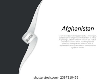 Wave flag of Afghanistan with copyspace background. Banner or ribbon vector template