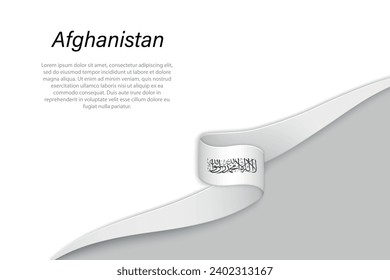 Wave flag of Afghanistan with copyspace background. Banner or ribbon vector template