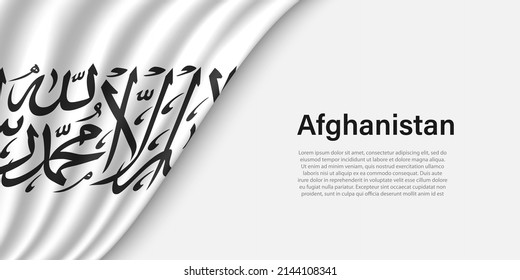 Wave flag of Afghanistan on white background. Banner or ribbon vector template for independence day