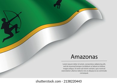 Wave flag of Amazonas is a region of Colombia. Banner or ribbon vector template