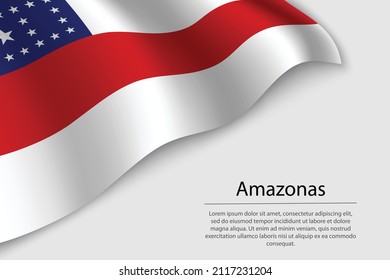 Wave flag of Amazonas is a state of Brazil. Banner or ribbon vector template