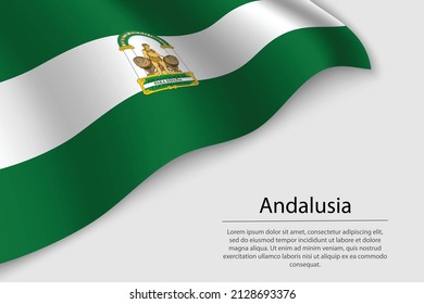 Wave flag of Andalusia is a region of Spain. Banner or ribbon vector template