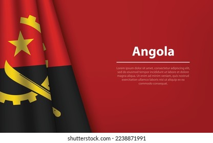 Wave flag of Angola with copyspace background. Banner or ribbon vector template for independence day