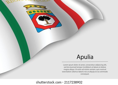 Wave flag of Apulia is a region of Italy. Banner or ribbon vector template