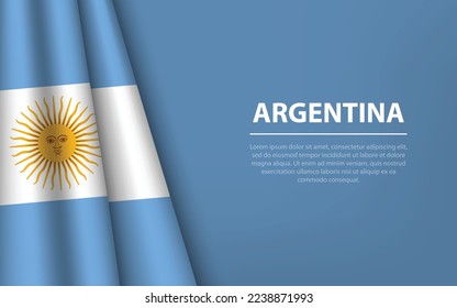 Wave flag of Argentina with copyspace background. Banner or ribbon vector template for independence day