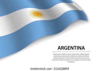 Wave flag of Argentina on white background. Banner or ribbon vector template for independence day