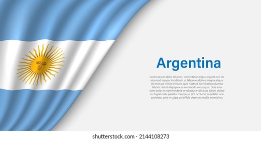 Wave flag of Argentina on white background. Banner or ribbon vector template for independence day