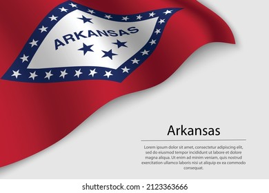 Wave flag of Arkansas is a state of United States. Banner or ribbon vector template